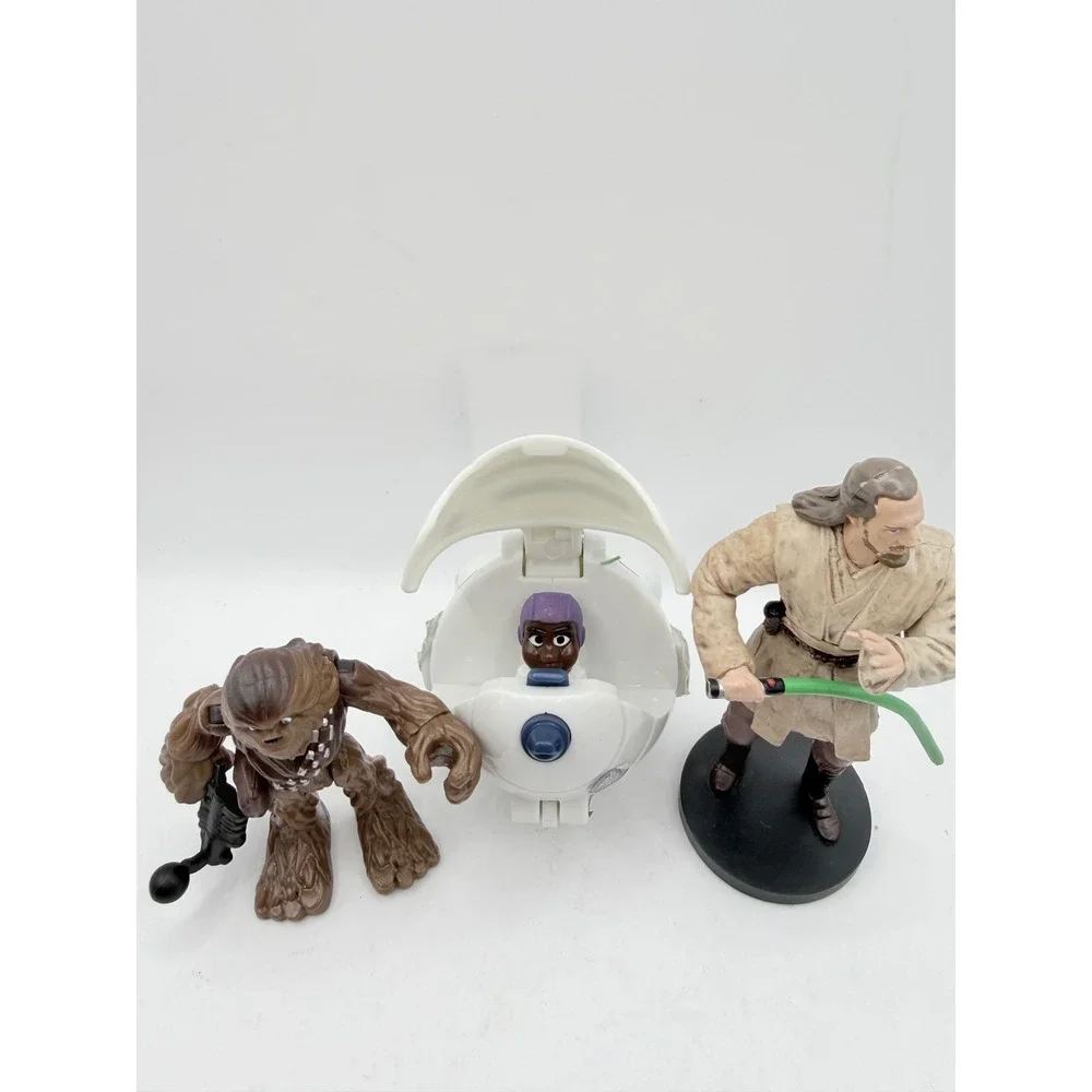 Star Wars Action Figure Lot Qui-Gon‎ Jinn Chewbacca Grogu Darth Vader 10pc Mixed